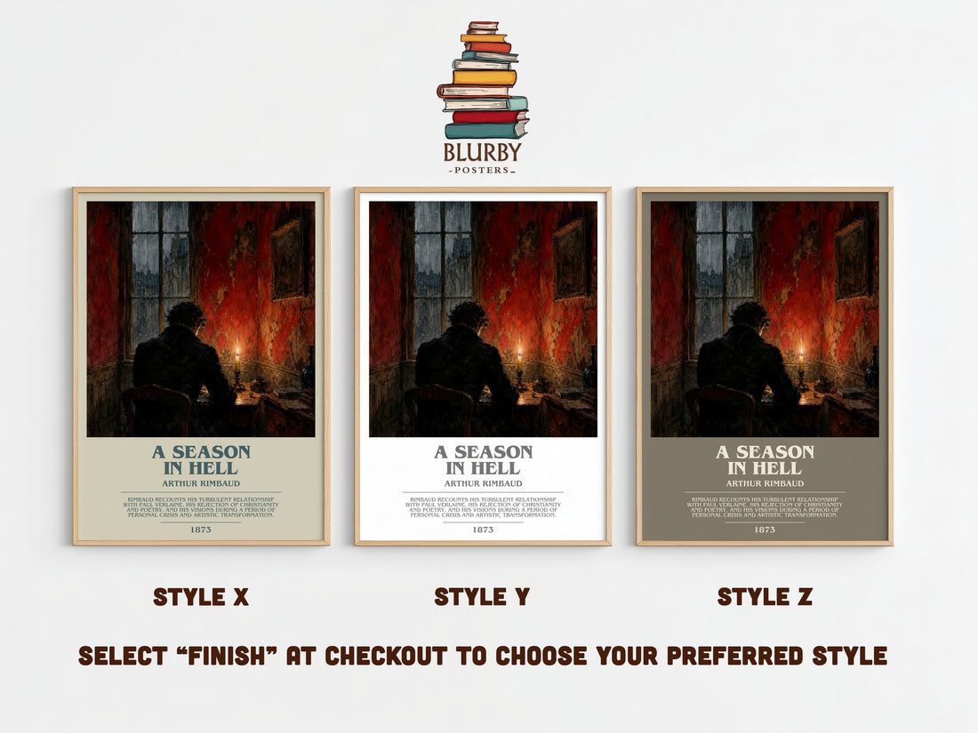 A Season in Hell bookish print framed by window – literary home decor