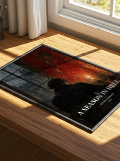 A Season in Hell watercolour book poster framed on wall – poetry wall art