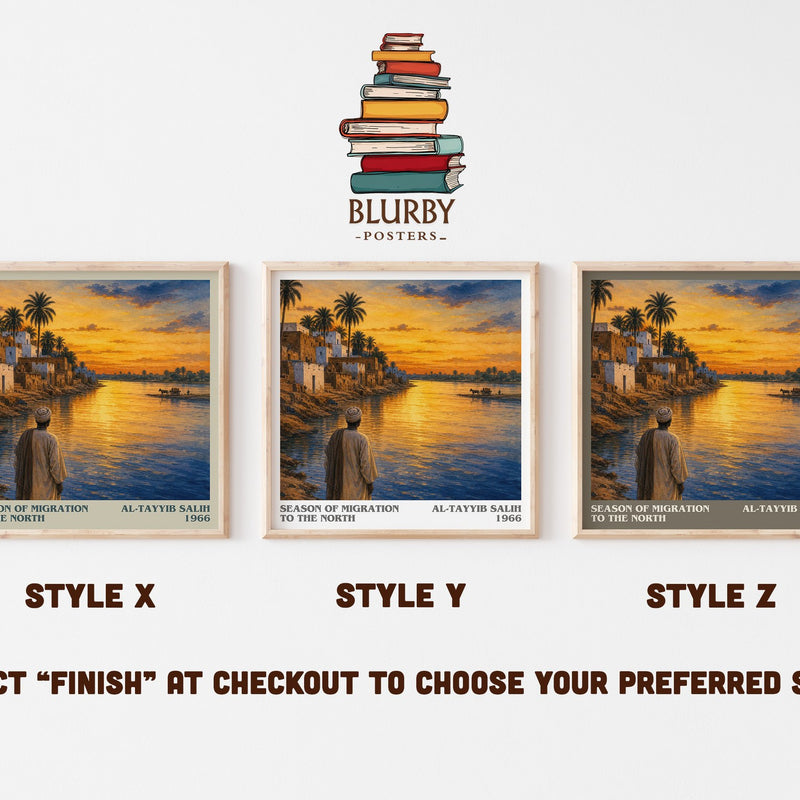 Season of Migration to the North literary print in frame leaning in hallway – literary fiction wall art