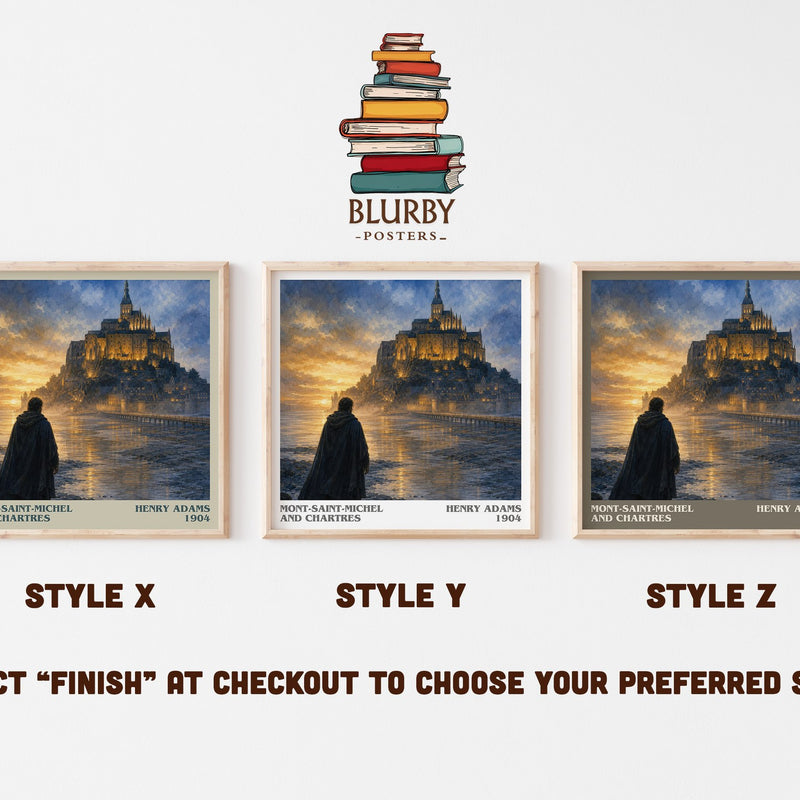 Mont-Saint-Michel and Chartres literary print in frame leaning in hallway – non fiction wall art