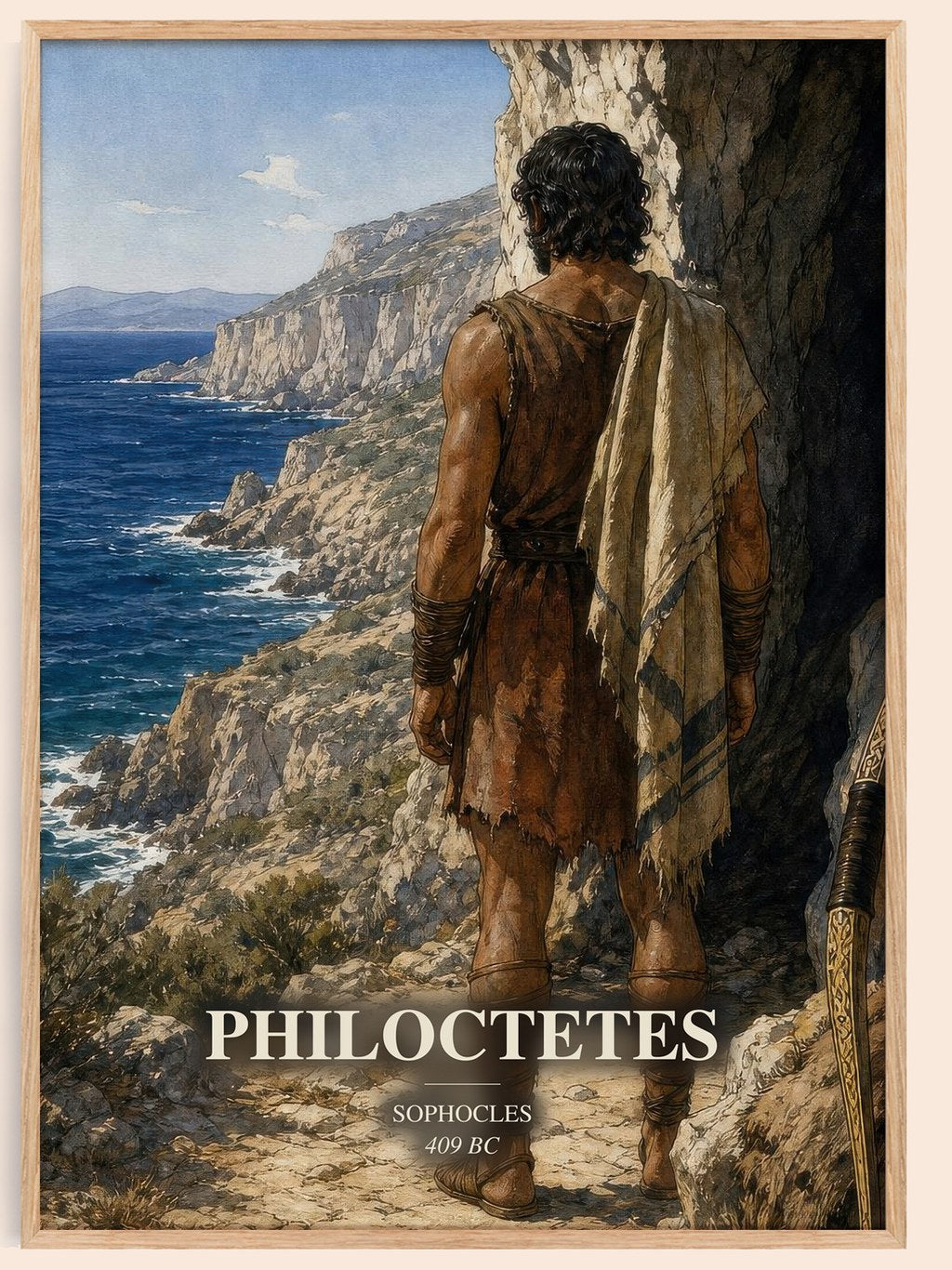 Philoctetes watercolour book poster by Sophocles – framed literary art print