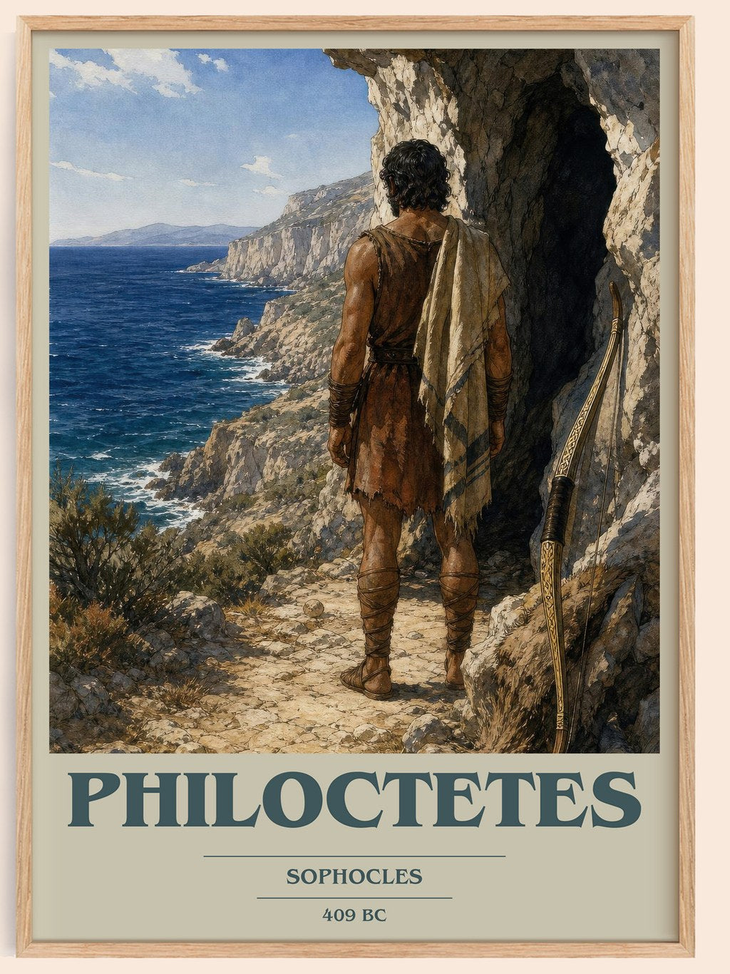 Philoctetes book cover book poster by Sophocles – framed literary art print