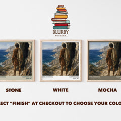 Philoctetes literary print framed by window – Stone, White and Mocha square prints side by side – choose your colour