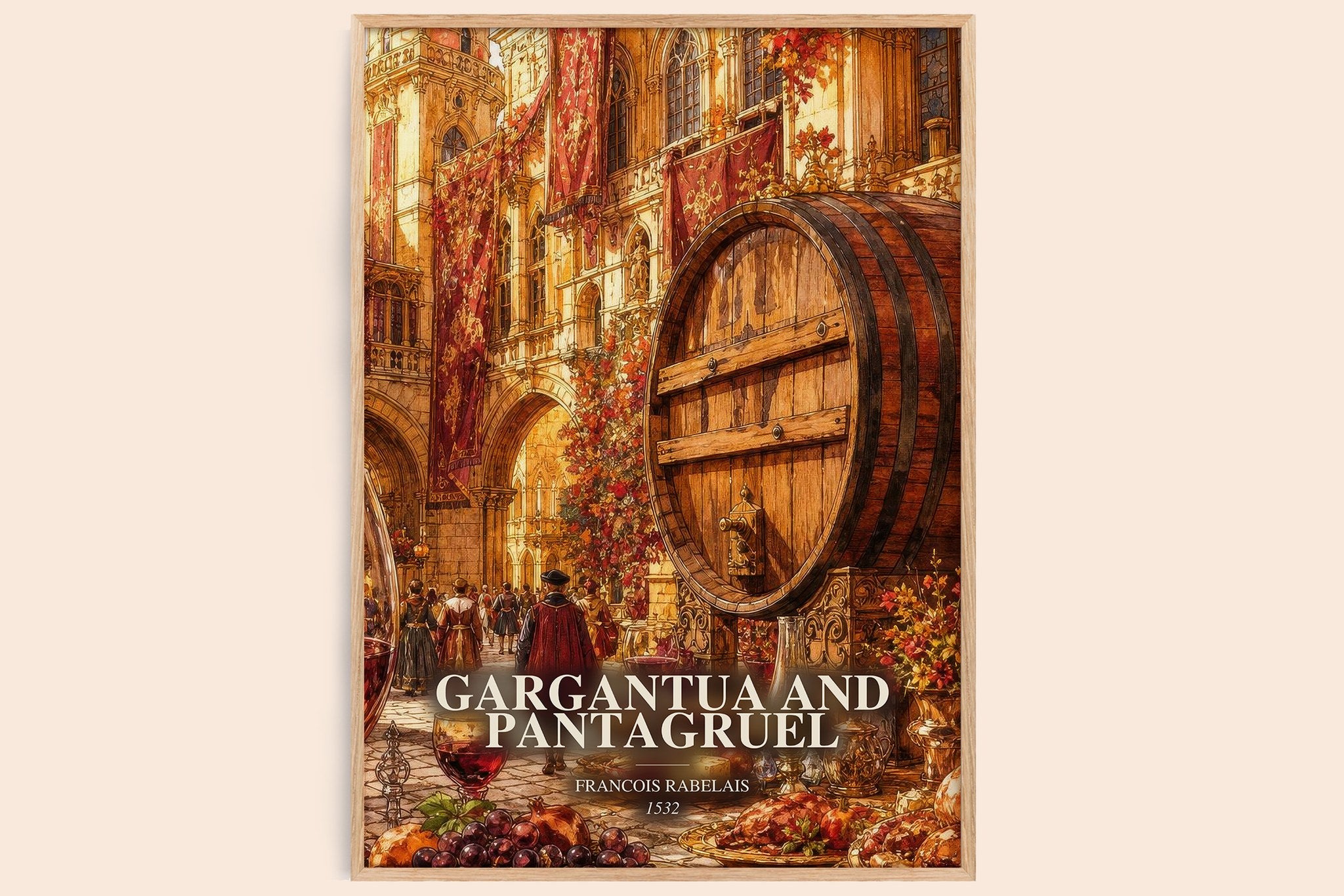 Gargantua and Pantagruel Book Watercolour Illustration by F. Rabelais