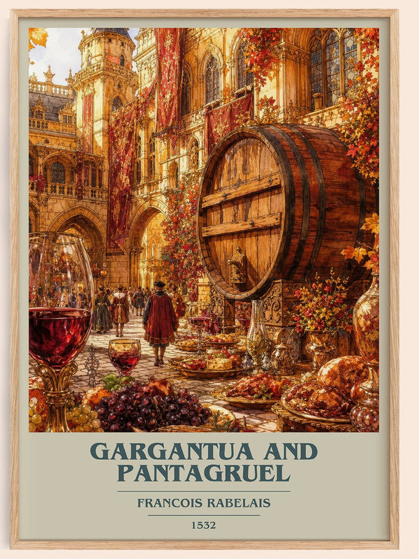 Gargantua and Pantagruel book cover book poster by Francois Rabelais – framed literary art print