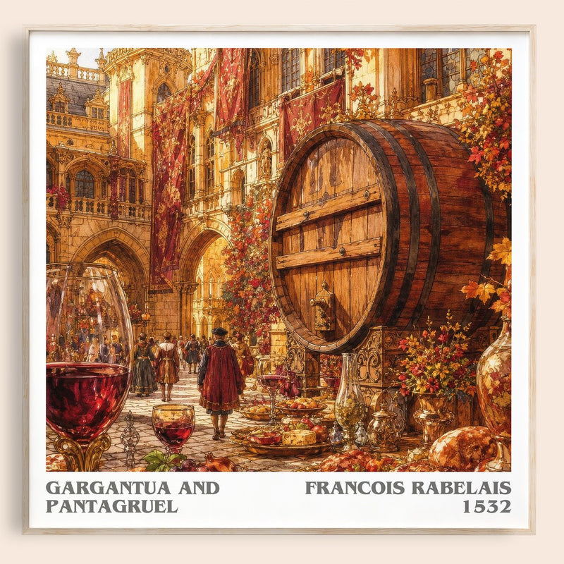 Gargantua and Pantagruel literary book poster by Francois Rabelais – framed literary art print