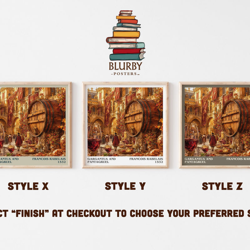 Gargantua and Pantagruel literary print in frame leaning in hallway – satire wall art