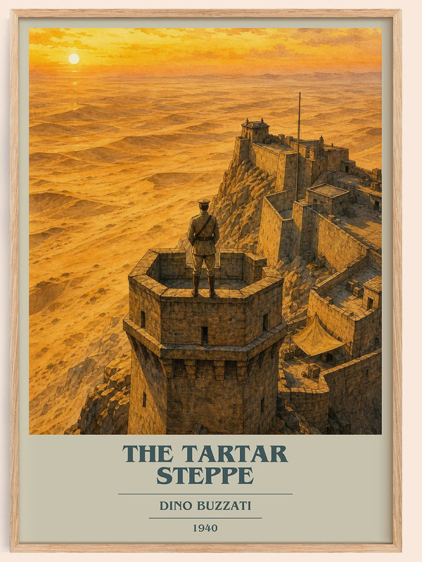 The Tartar Steppe book cover book poster by Dino Buzzati – framed literary art print