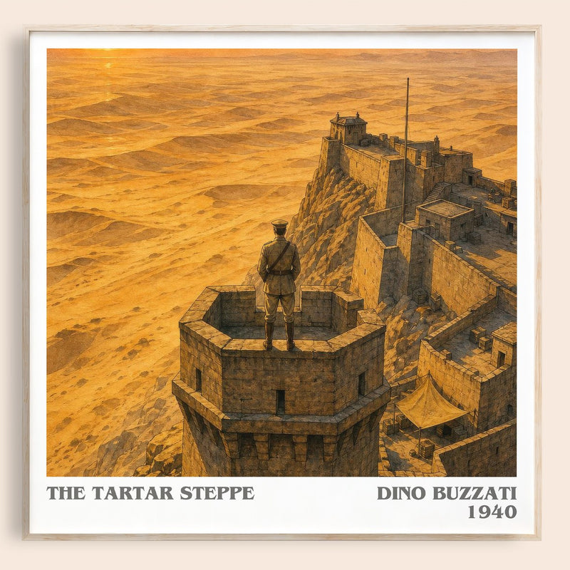 The Tartar Steppe literary book poster by Dino Buzzati – framed literary art print