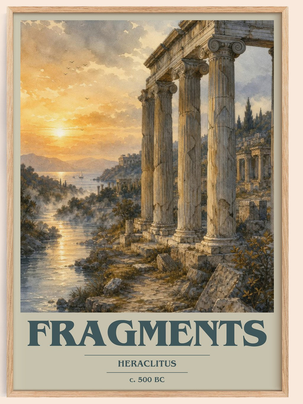 Fragments book cover book poster by Heraclitus – framed literary art print