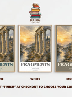 Fragments book cover print framed by window – Stone, White and Mocha side by side – choose your colour