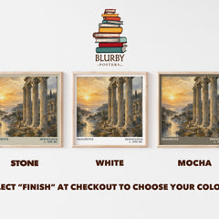 Fragments literary print framed by window – Stone, White and Mocha square prints side by side – choose your colour