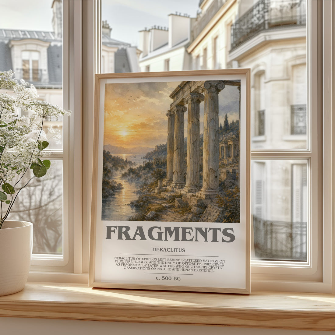 Fragments bookish print in frame leaning in hallway – philosophy wall art