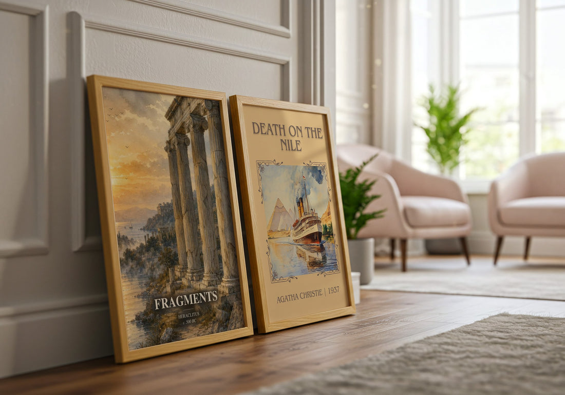 Fragments watercolour print framed by window – literary home decor