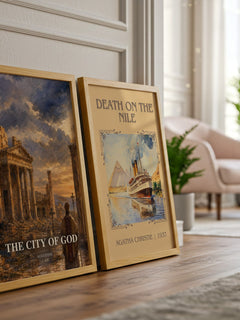 The City of God watercolour print framed by window – literary home decor