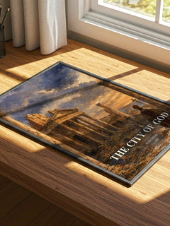 The City of God watercolour book poster framed on wall – philosophy wall art