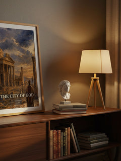The City of God watercolour print on bookshelf – Augustine fan gift