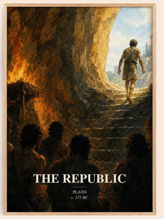 The Republic watercolour book poster by Plato – framed literary art print