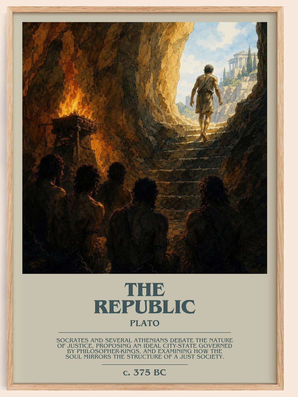 The Republic bookish book poster by Plato – framed literary art print