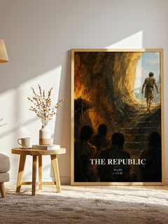 The Republic watercolour print in frame leaning in hallway – philosophy wall art