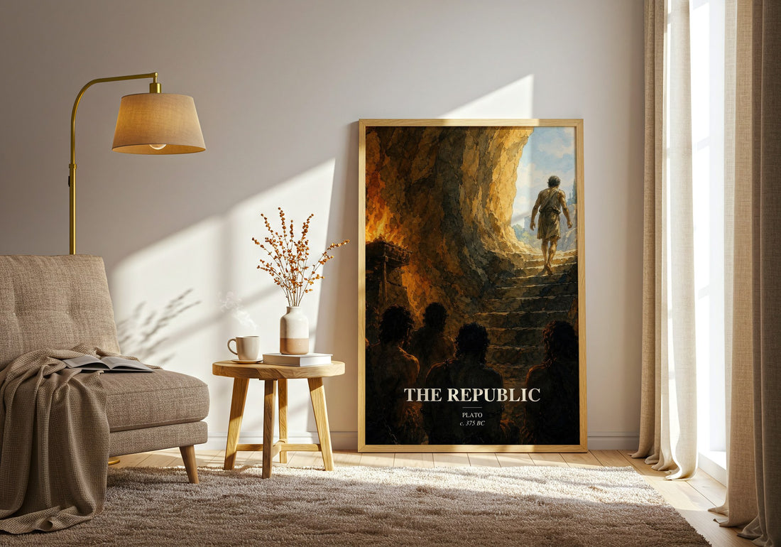 The Republic watercolour print in frame leaning in hallway – philosophy wall art