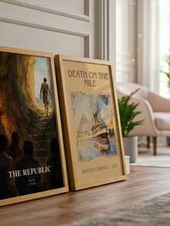 The Republic watercolour print framed by window – literary home decor