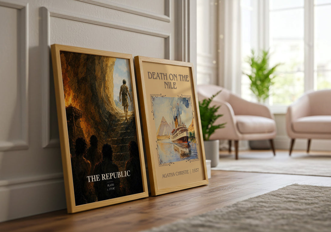The Republic watercolour print framed by window – literary home decor