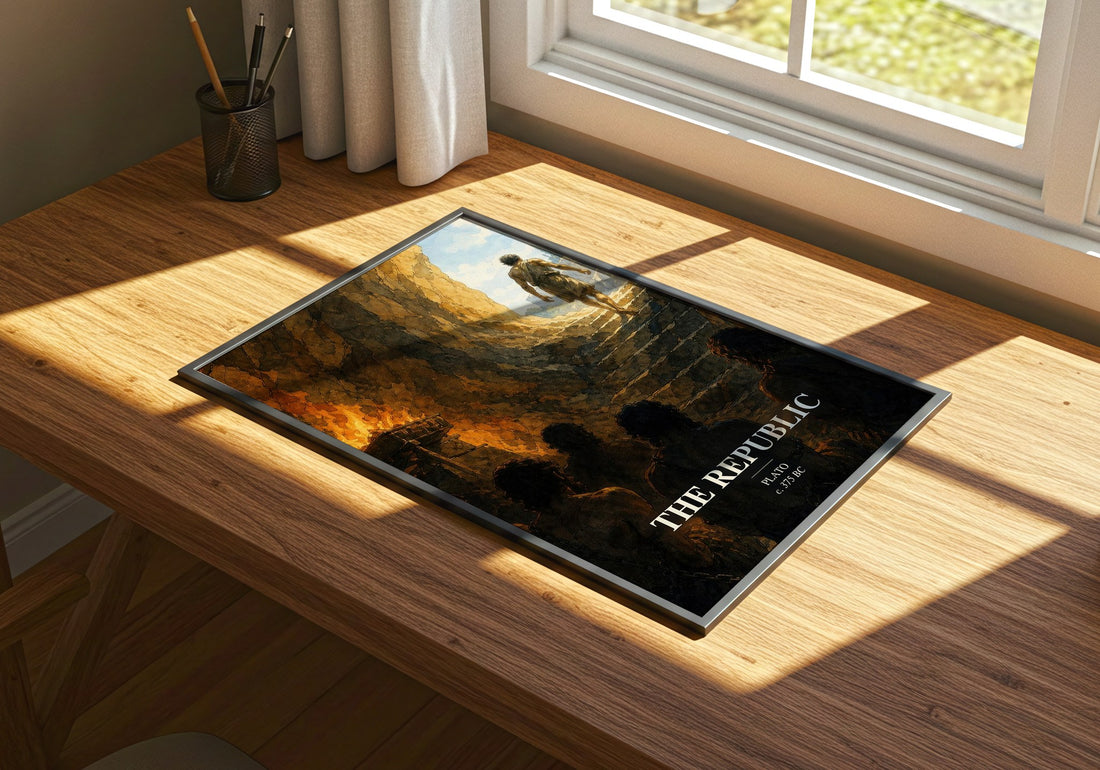 The Republic watercolour book poster framed on wall – philosophy wall art