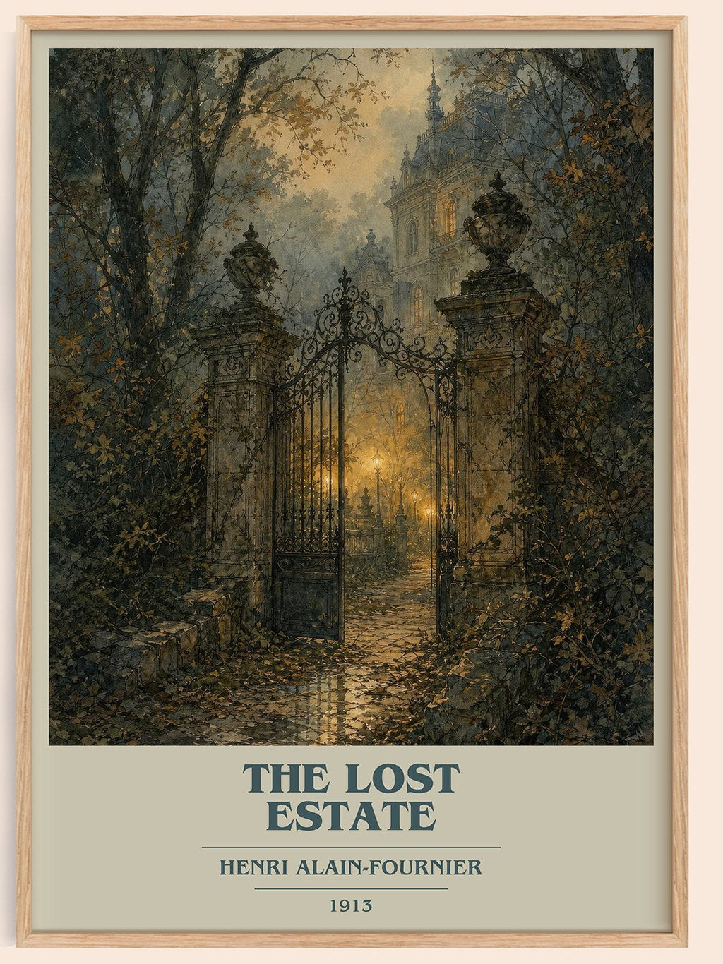 The Lost Estate book cover book poster by Henri Alain-Fournier – framed literary art print