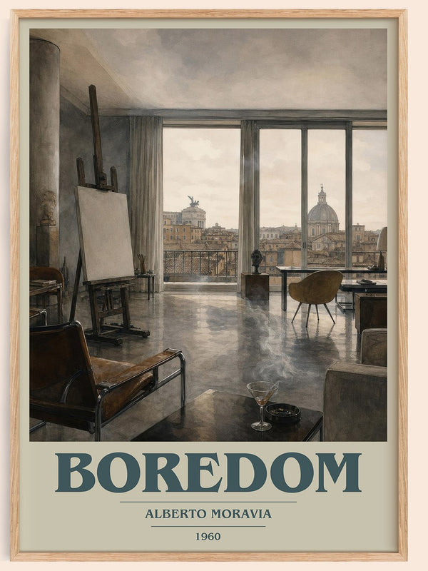 Boredom book cover book poster by Alberto Moravia – framed literary art print
