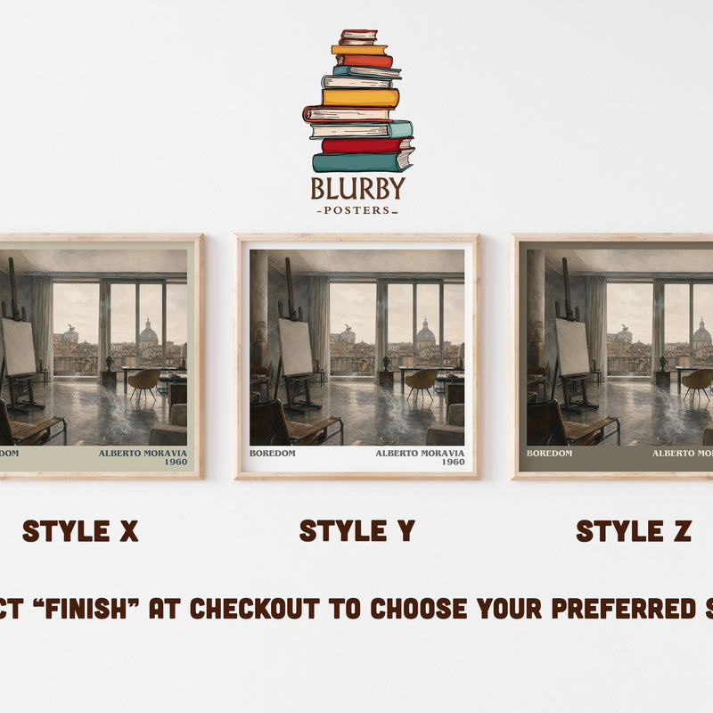 Boredom literary print in frame leaning in hallway – literary fiction wall art