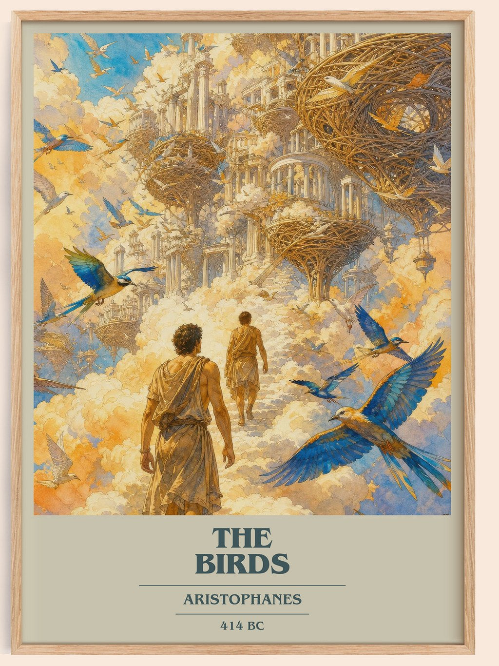 The Birds book cover book poster by Aristophanes – framed literary art print