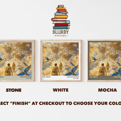 The Birds literary print framed by window – Stone, White and Mocha square prints side by side – choose your colour