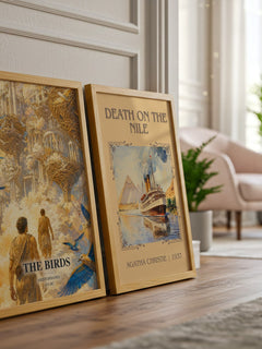 The Birds watercolour print framed by window – literary home decor