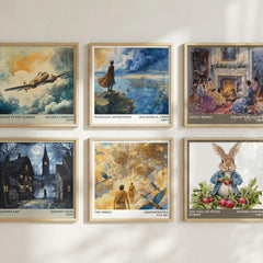 The Birds literary print in frame leaning in hallway – satire wall art