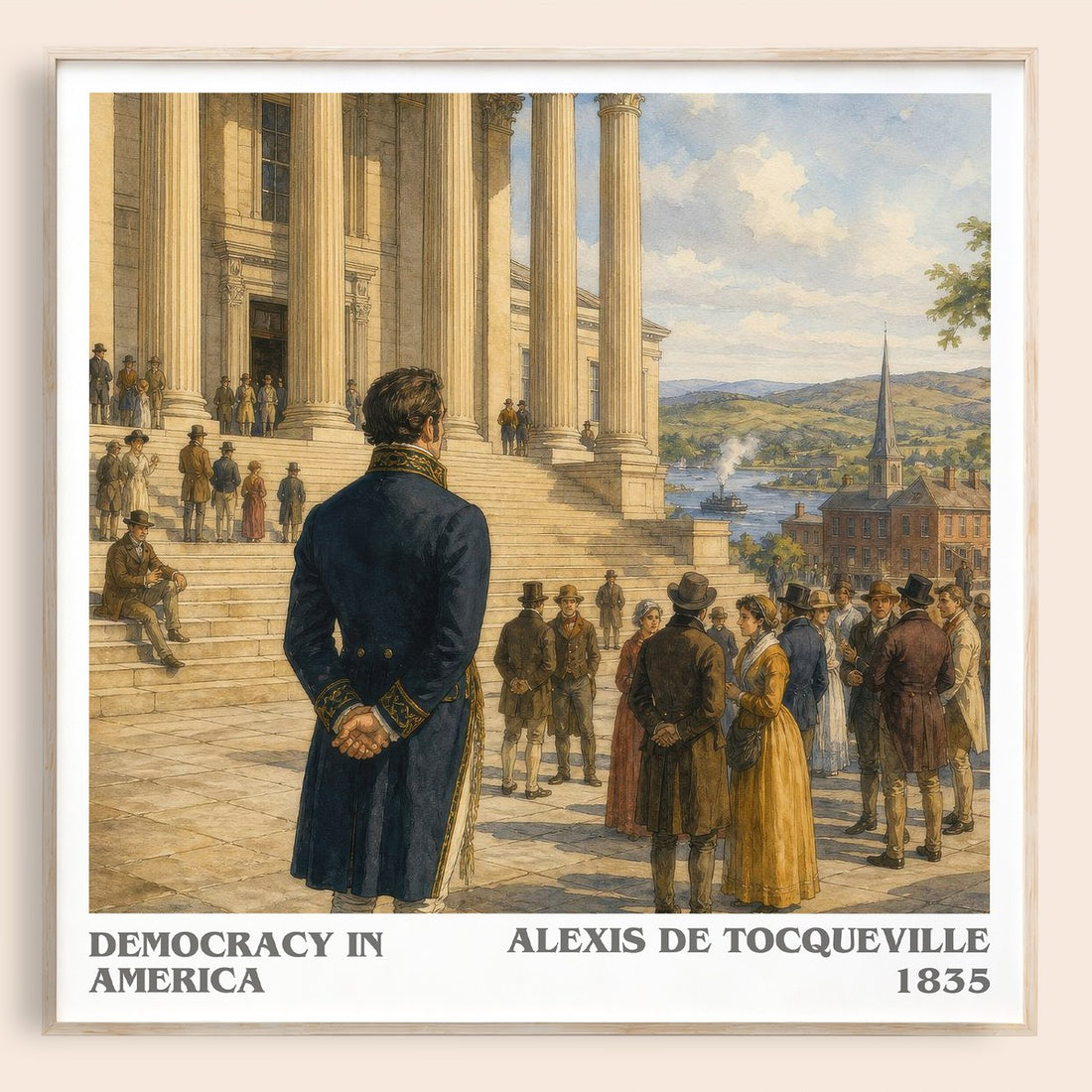 Democracy in America literary book poster by Alexis de Tocqueville – framed literary art print