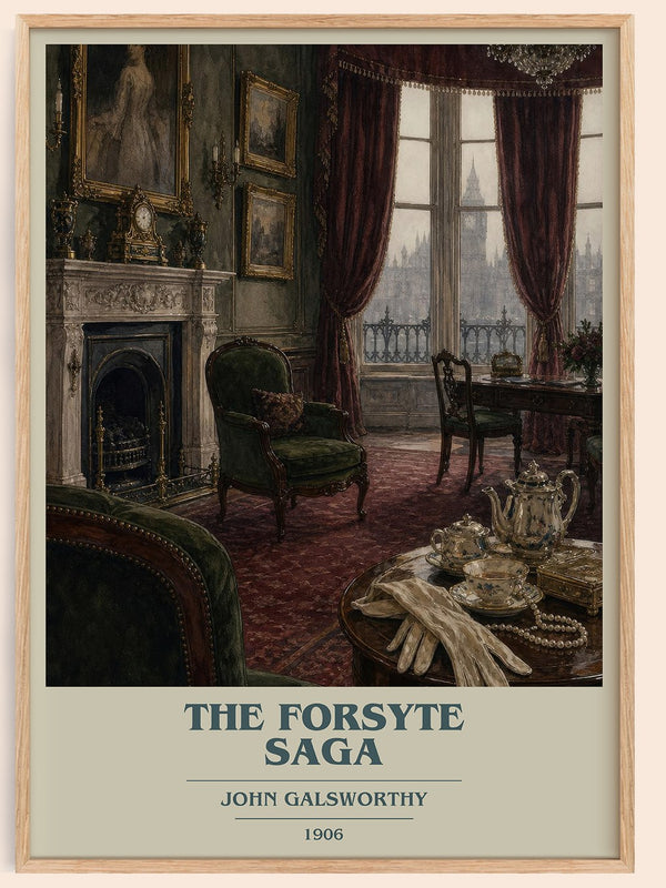 The Forsyte Saga book cover book poster by John Galsworthy – framed literary art print