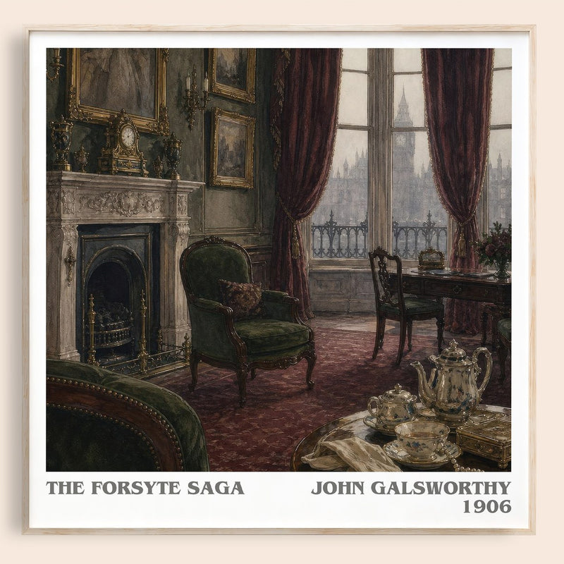 The Forsyte Saga literary book poster by John Galsworthy – framed literary art print