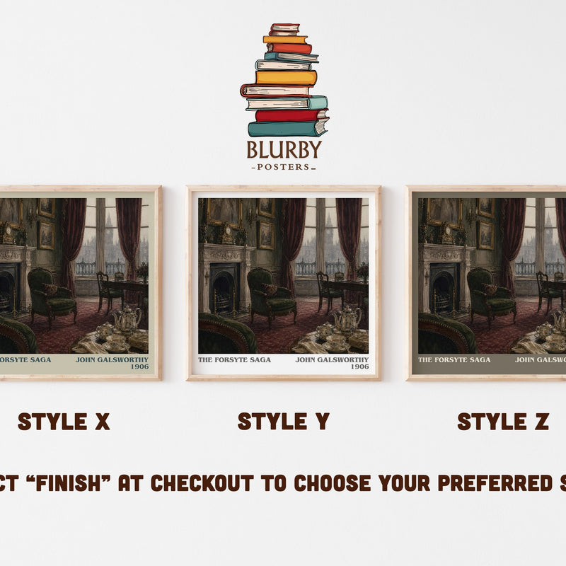 The Forsyte Saga literary print in frame leaning in hallway – classic literature wall art