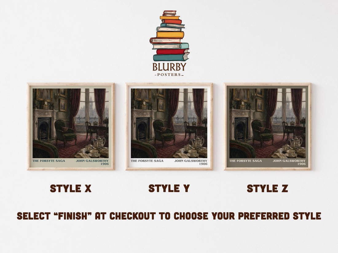 The Forsyte Saga literary print in frame leaning in hallway – classic literature wall art (mockup)
