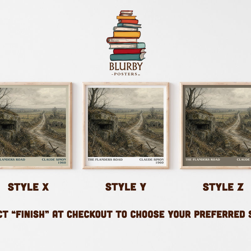 The Flanders Road literary print in frame leaning in hallway – literary fiction wall art