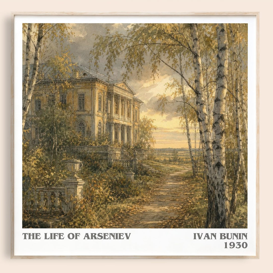 The Life Of Arseniev literary book poster by Ivan Bunin – framed literary art print