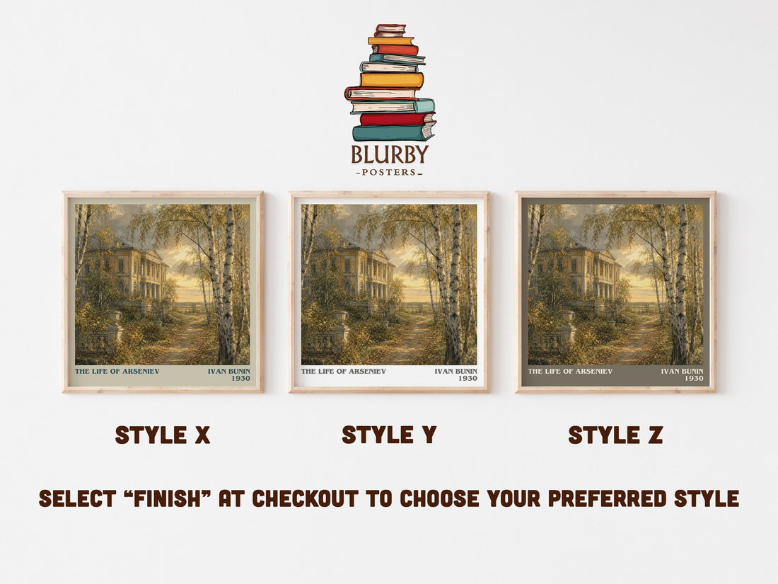 The Life Of Arseniev literary print in frame leaning in hallway – literary fiction wall art (mockup)