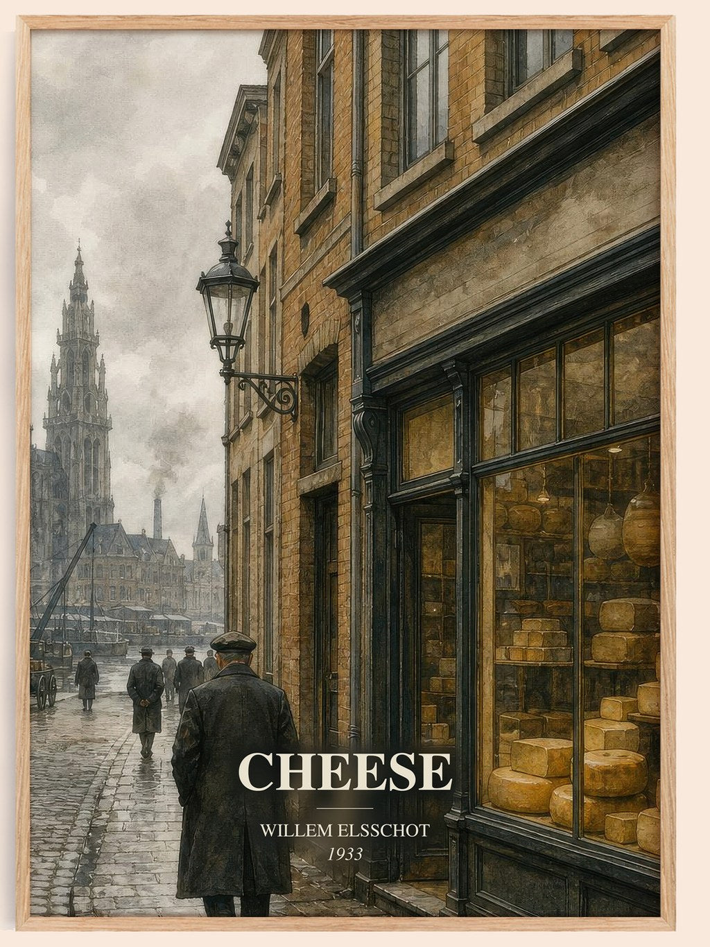 Cheese watercolour book poster by Willem Elsschot – framed literary art print