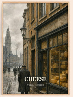 Cheese watercolour book poster by Willem Elsschot – framed literary art print