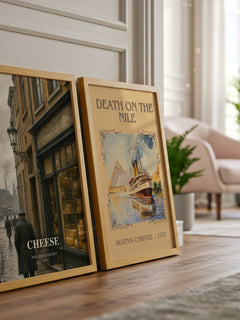 Cheese watercolour print framed by window – literary home decor