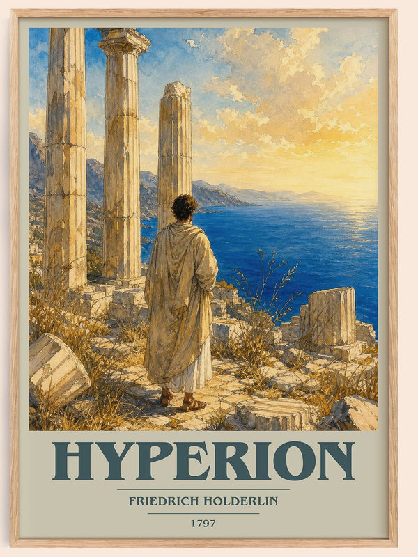 Hyperion book cover book poster by Friedrich Holderlin – framed literary art print