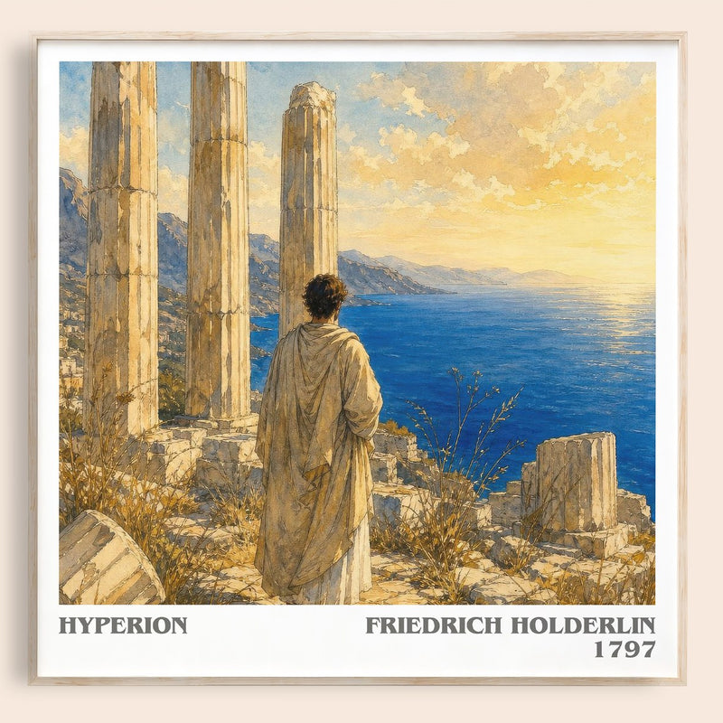 Hyperion literary book poster by Friedrich Holderlin – framed literary art print