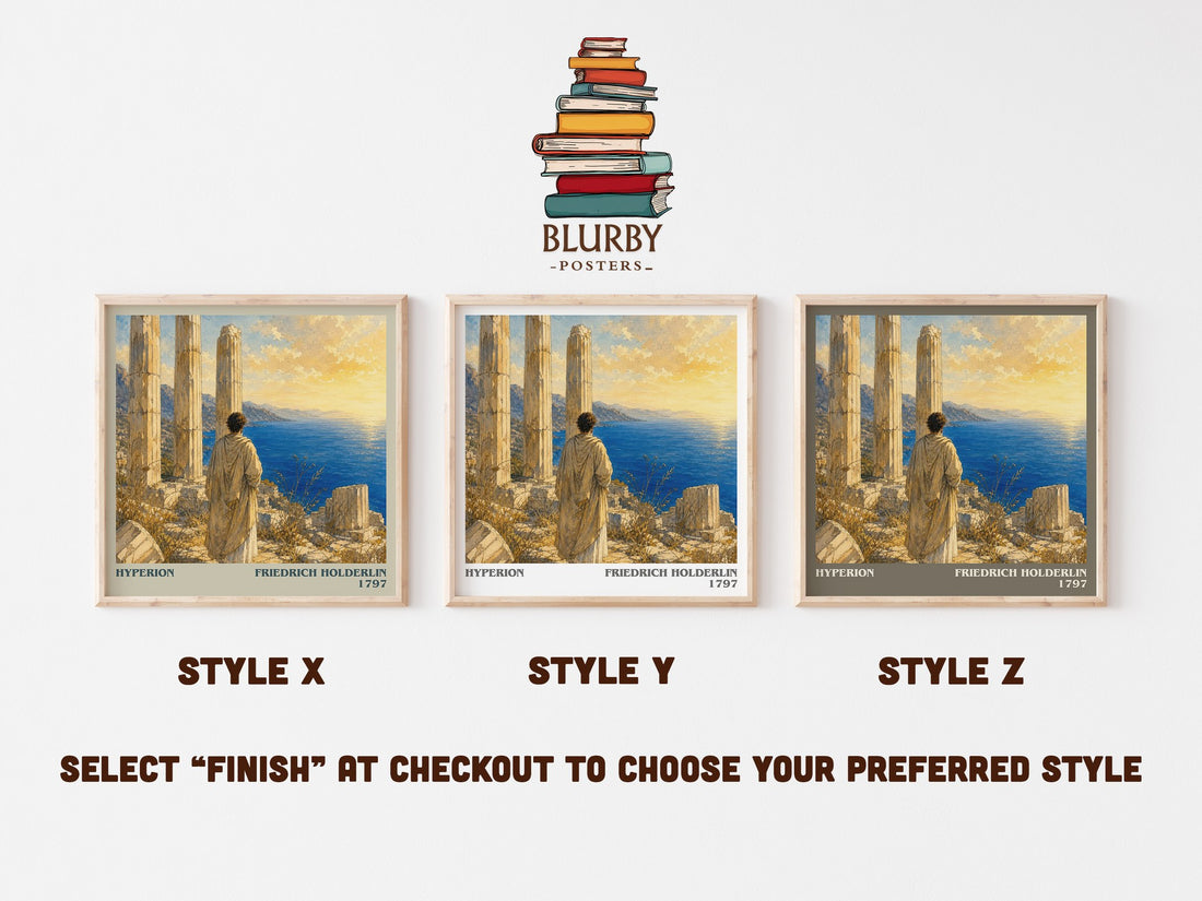 Hyperion literary print in frame leaning in hallway – philosophy wall art (mockup)