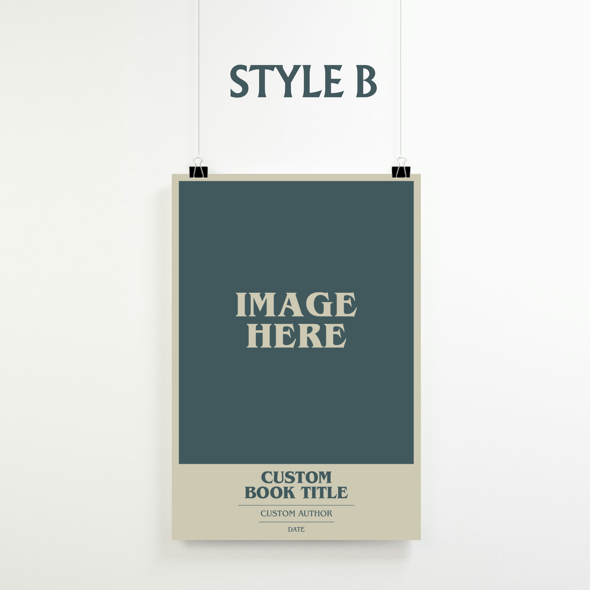 The image is a poster with a blank space for a book title and a custom book title.